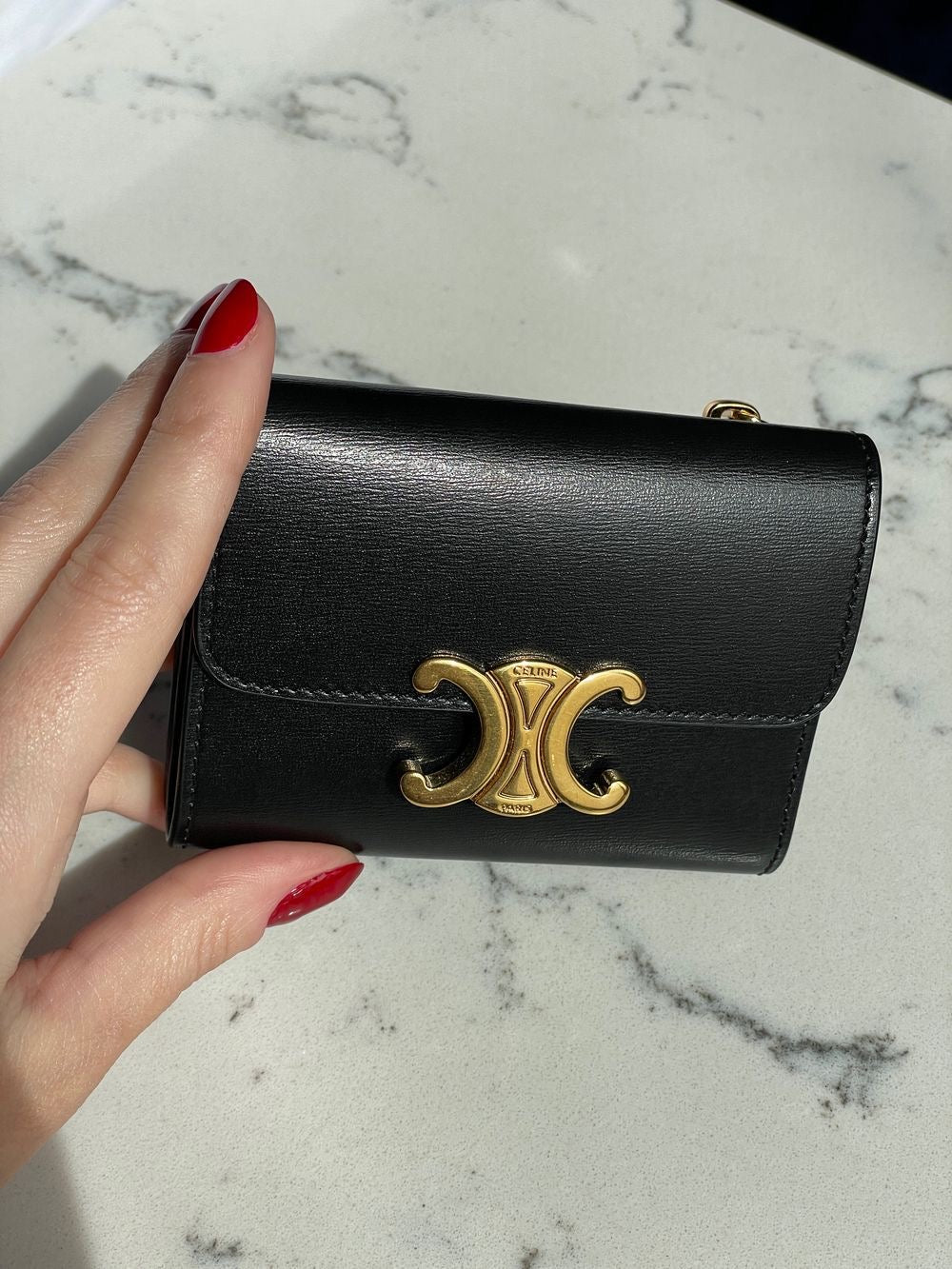 Celine Compact Wallet - Triomphe in Shiny Calfskin