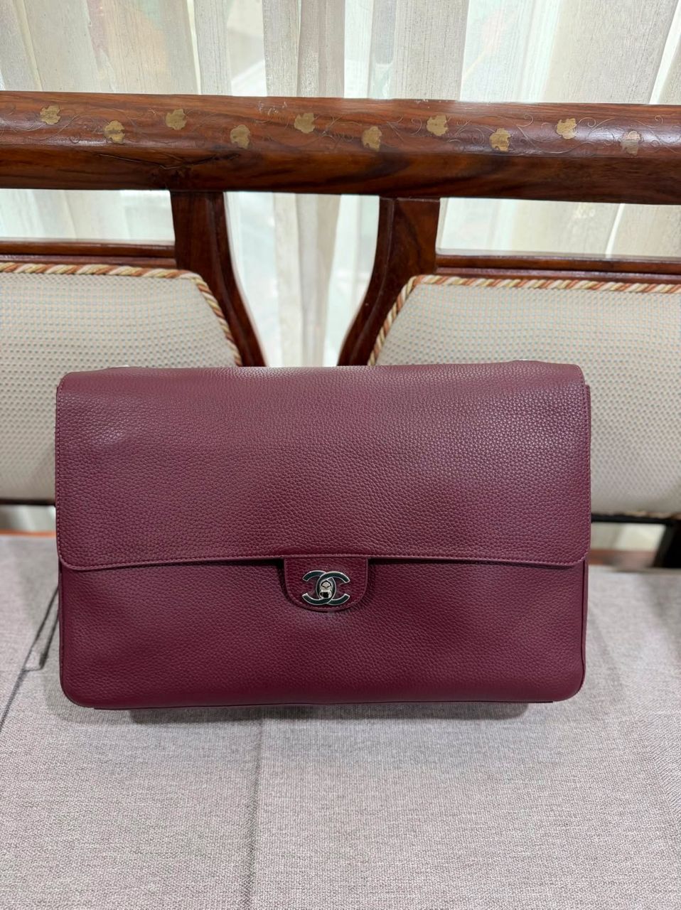 (Readystock) Chanel Maxi Flap Bag 38 - Burgundy