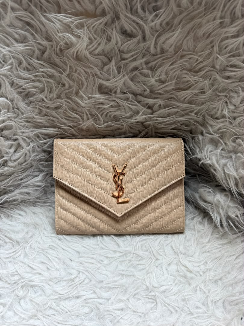 YSL Flap Pouch Grain Leather - Beige