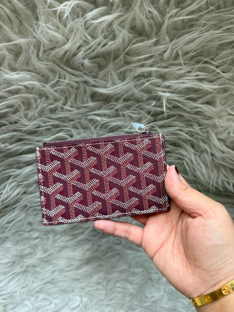 Goyard Bourbon Zipped Card Holder - Burgundy