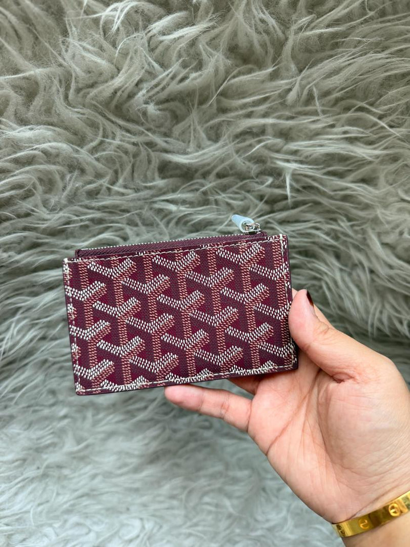 Goyard Bourbon Zipped Card Holder - Burgundy