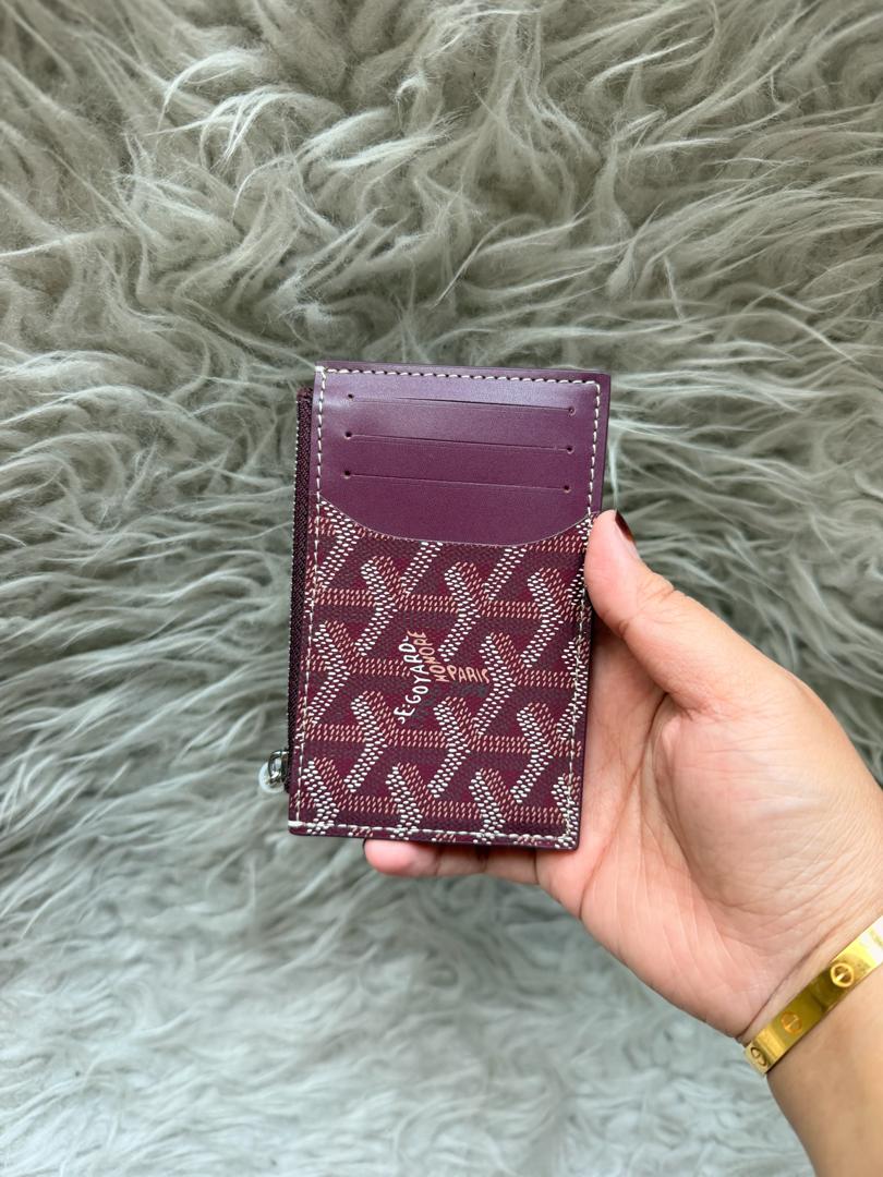 Goyard Bourbon Zipped Card Holder - Burgundy