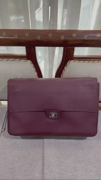 (Readystock) Chanel Maxi Flap Bag 38 - Burgundy
