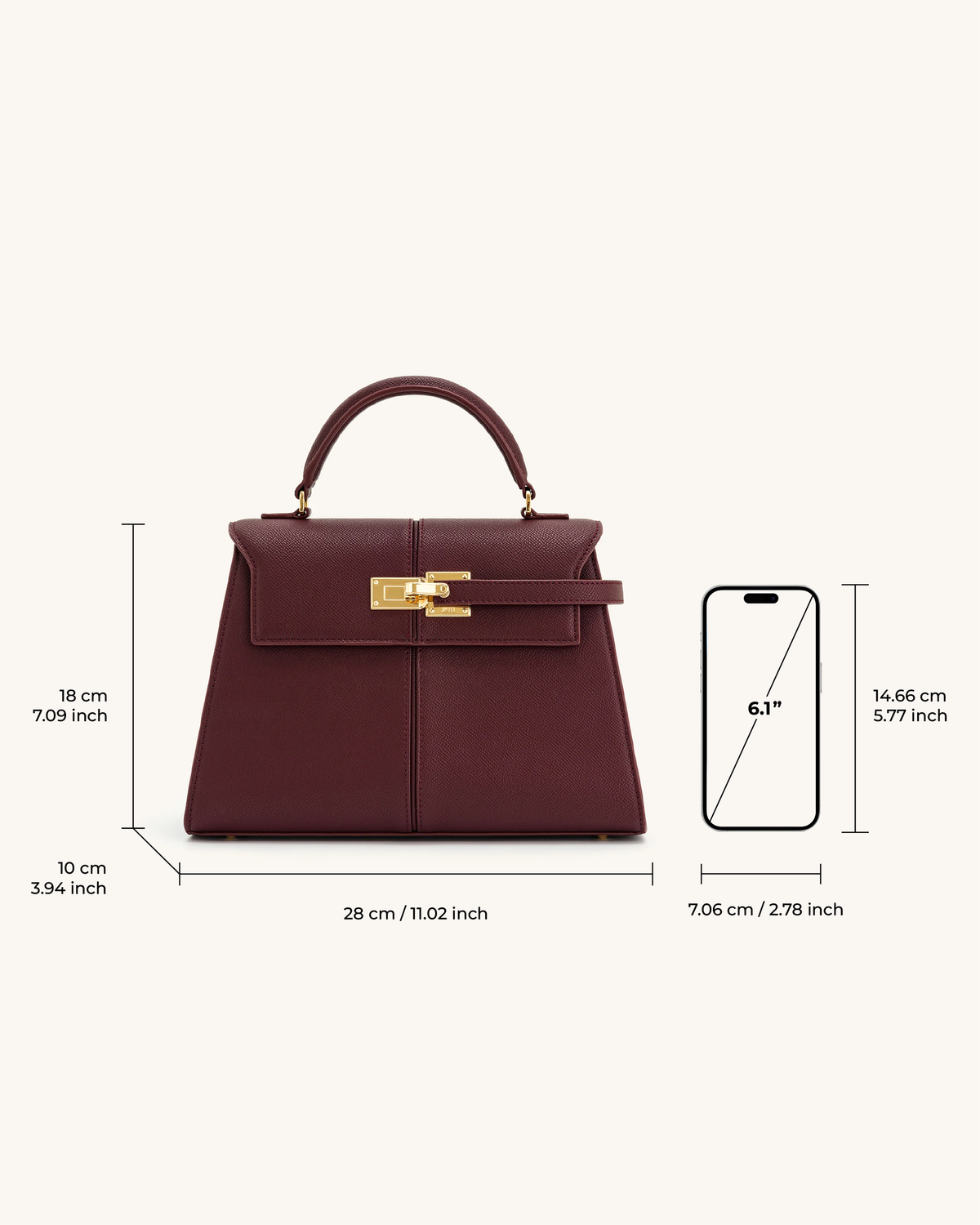 JW PEI Pink Elise Large Top Handle Bag - Claret