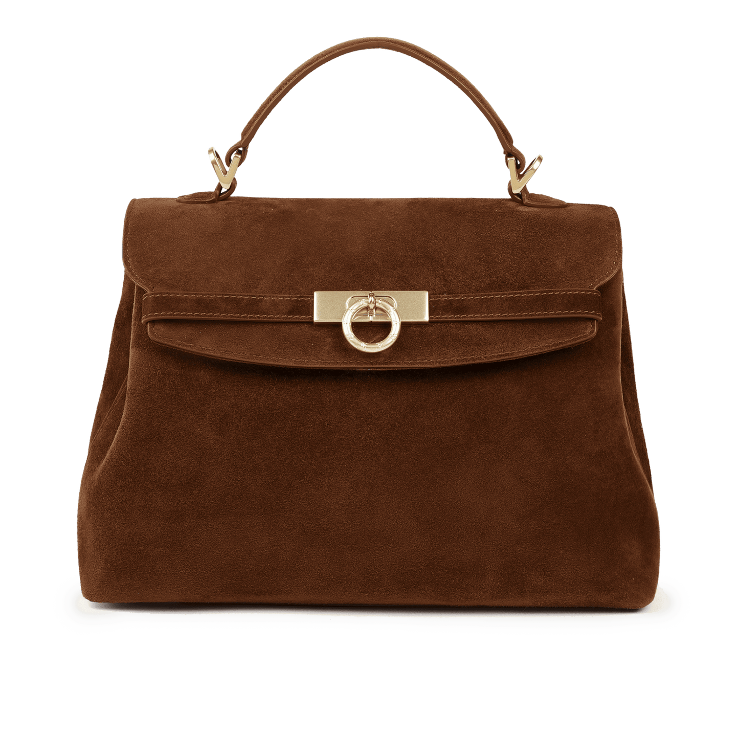 Grace Medium Soft Top Handle Bag - Brown Suede