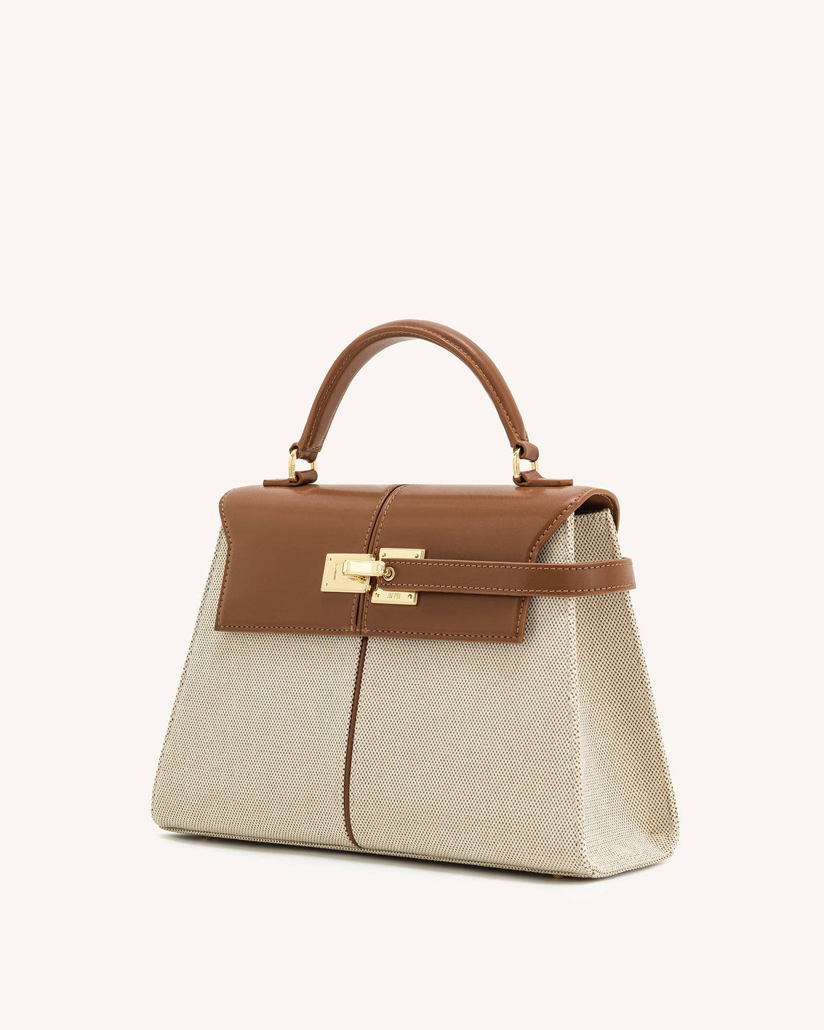 JW PEI Pink Elise Large Top Handle Bag - Brown Canvas