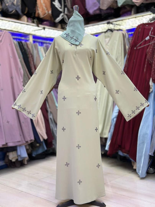 Jubah Madinah Diamond Flower- Beige