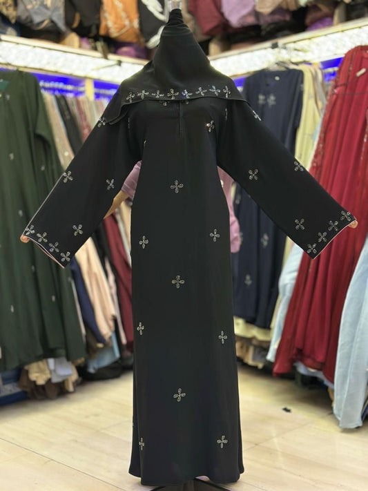 Jubah Madinah Diamond Flower- Black