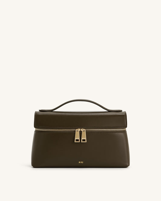JW PEI Thea Faux Straw Top Handle Bag - Dark Olive