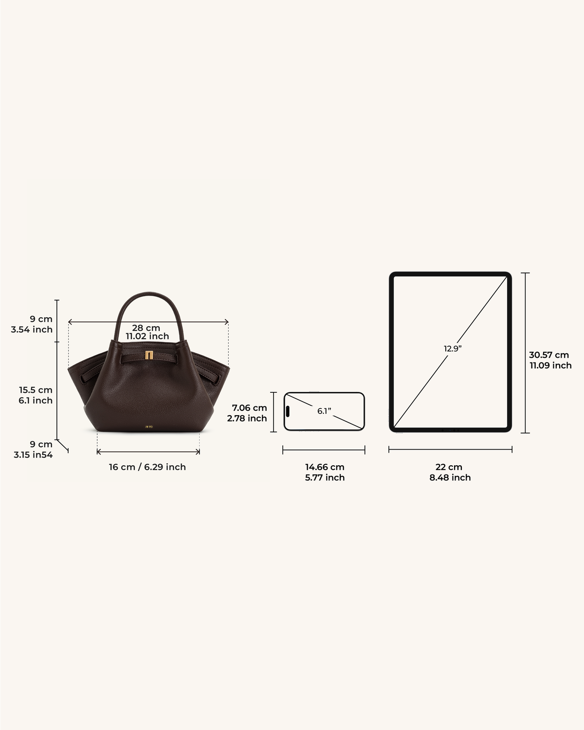 JW PEI Hana Mini Tote Bag - Dark Brown