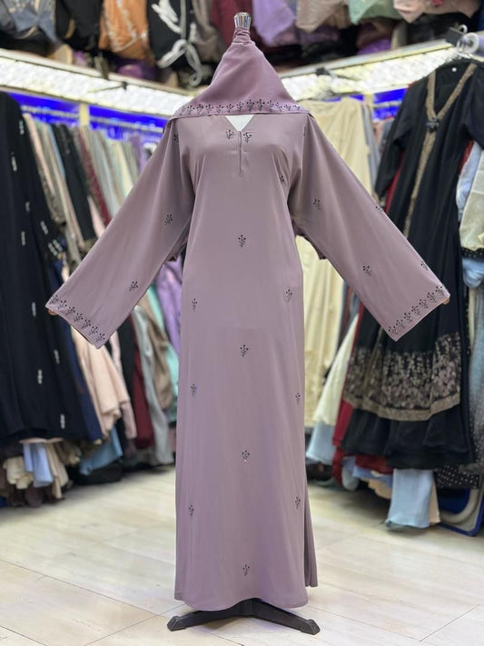Jubah Madinah Leaf- Dusty Pink