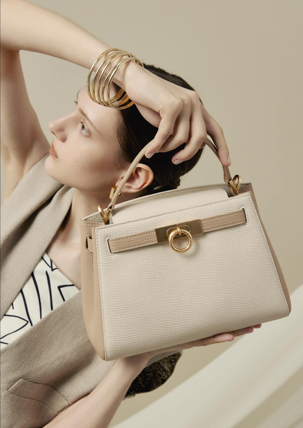 Parisa Wang Madison Top Handle Bag - Cream Earlgrey